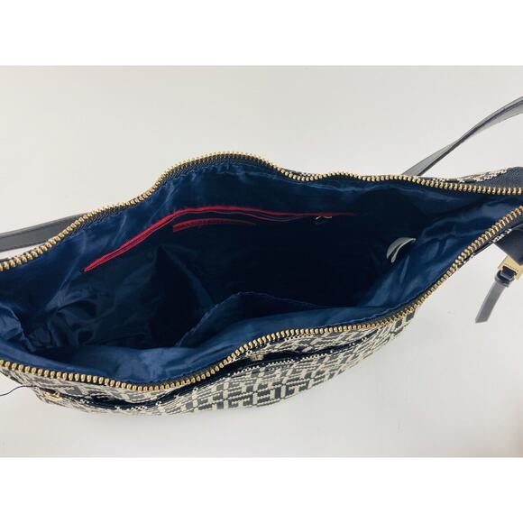 Tommy Hilfiger Tote Handbag Black Purse Outside Pocket Shoulder Bag Grey Moon TH - Picture 6 of 10